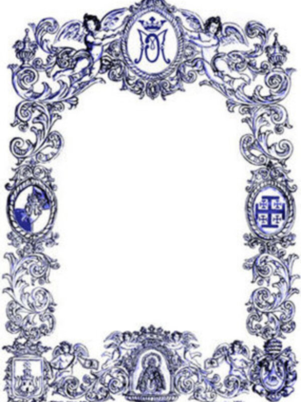 Elegante marco de estilo barroco con monograma central y detalles florales.