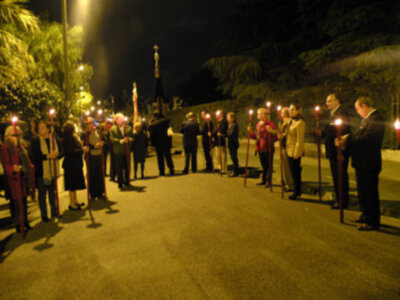  El Cristo de San Agustín dio la bendición por la feligresía de la Parroquia de Santa Clara.