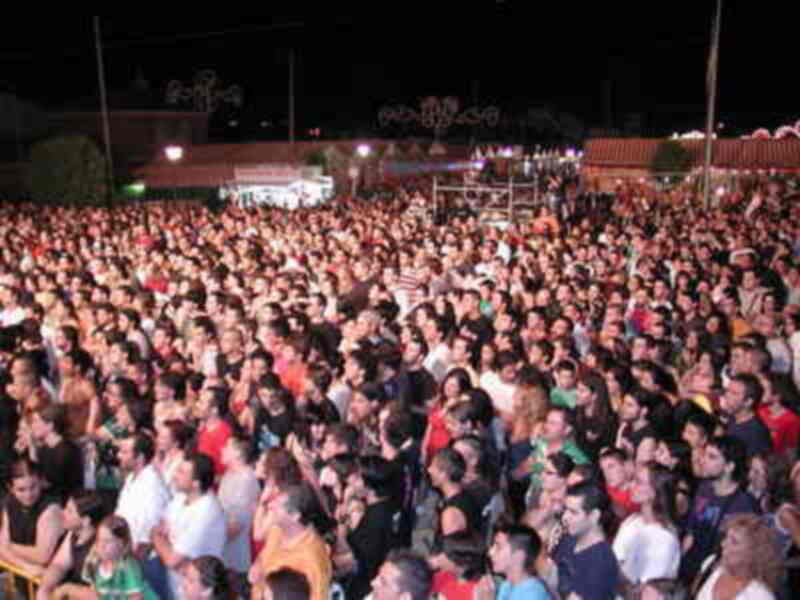 Una multitud en un concierto al aire libre, disfrutando de la música.