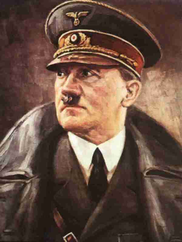 Retrato de Adolf Hitler, líder del Tercer Reich y responsable de la Segunda Guerra Mundial.