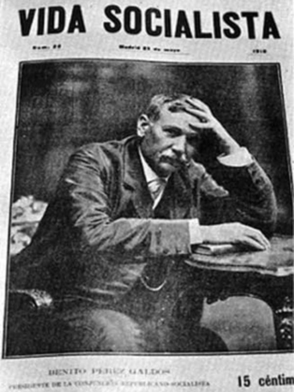 Portada de 'Vida Socialista' con retrato de Benito Pérez Galdós, presidente de la Confederación Republicana Socialista, 1910.