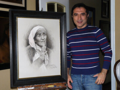 Un retrato de la madre Teresa de Calcuta ha sido donado por el pintor Antonio Montiel para la Subasta por la vida"