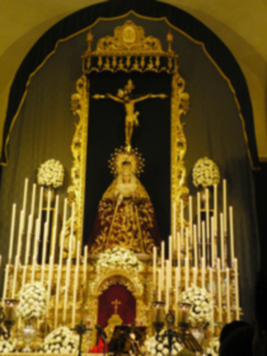 Provincia. Altar y culto de la Novena en honor de María. Stma. de las Angustias Coronada de la Hermandad de la Vera-cruz de Alcalá del Río