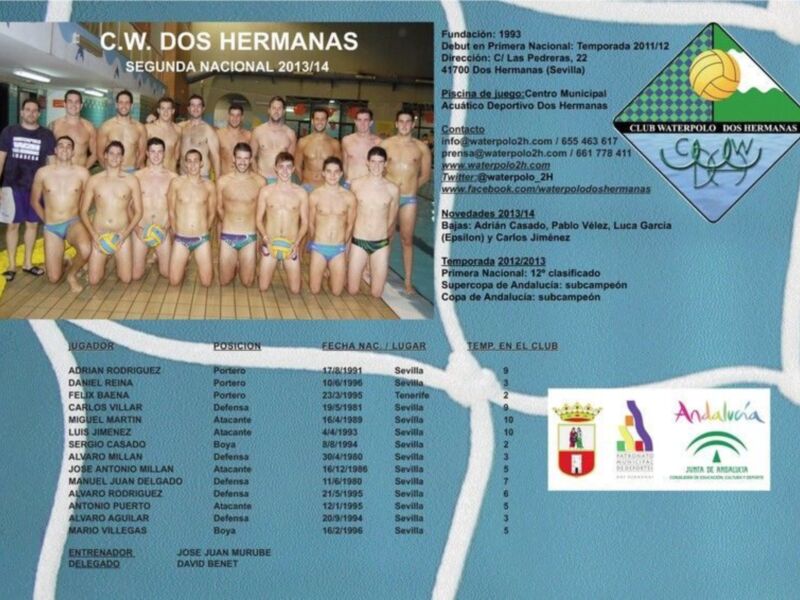 C.W. DOS HERMANAS, 1953, Temporada 2012/13, Club Waterpolo Dos Hermanas.