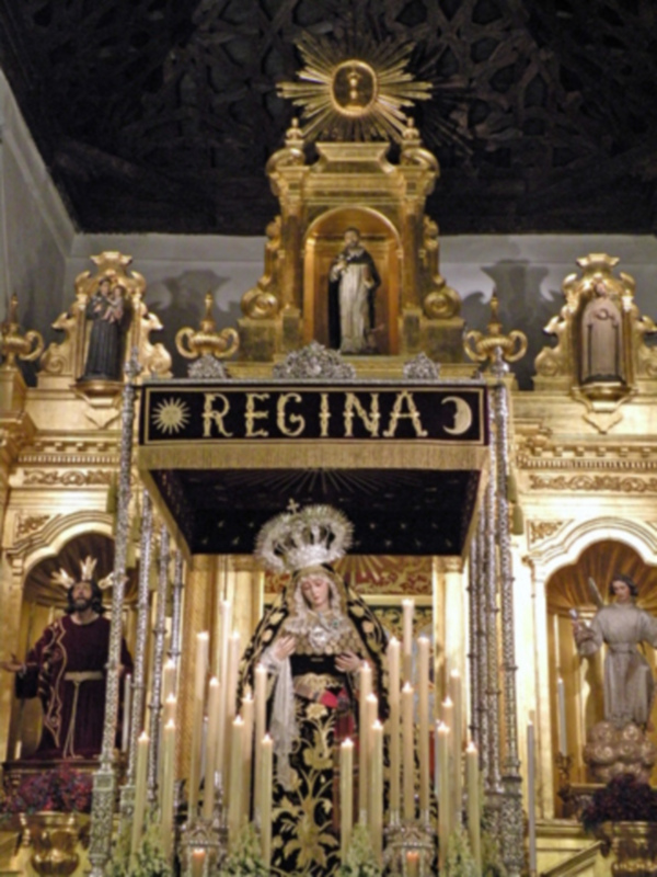 Sevilla.La Virgen del Rosario titular de la Hermandad de Monte-Sión, estreno paso de palio, para ganar las indulgencia Jubilar.