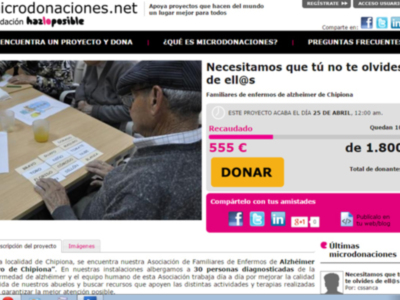 Página web de la Fundación Hazlo Posible para donar a proyectos de apoyo a enfermos de Alzheimer en Chipiona, España.
