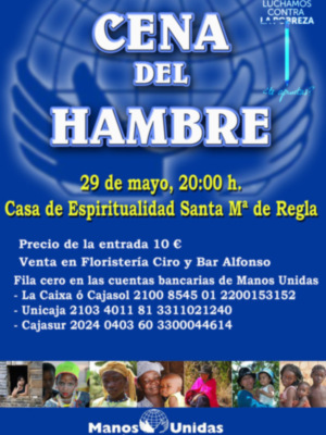 Manos Unidas celebra este viernes 29 de mayo su décima cena del hambre.(Chipiona)
