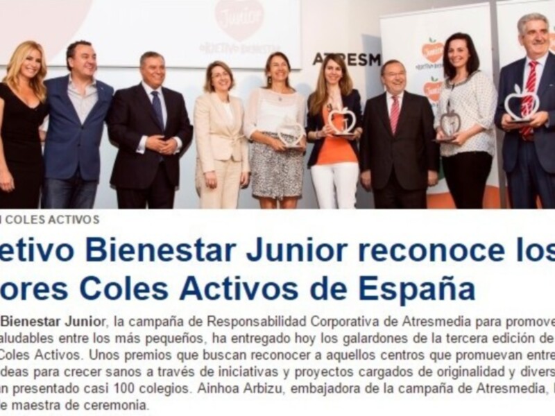 Premios Coles Activos III Edición: Reconocimiento a los mejores centros de España promoviendo hábitos de vida saludables entre los más pequeños.