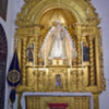Sevilla.  La Virgen de Araceli de la Hermandad Filial sevillana de la Patrona de Lucena, luce nueva vestimenta para el tiempo estival.