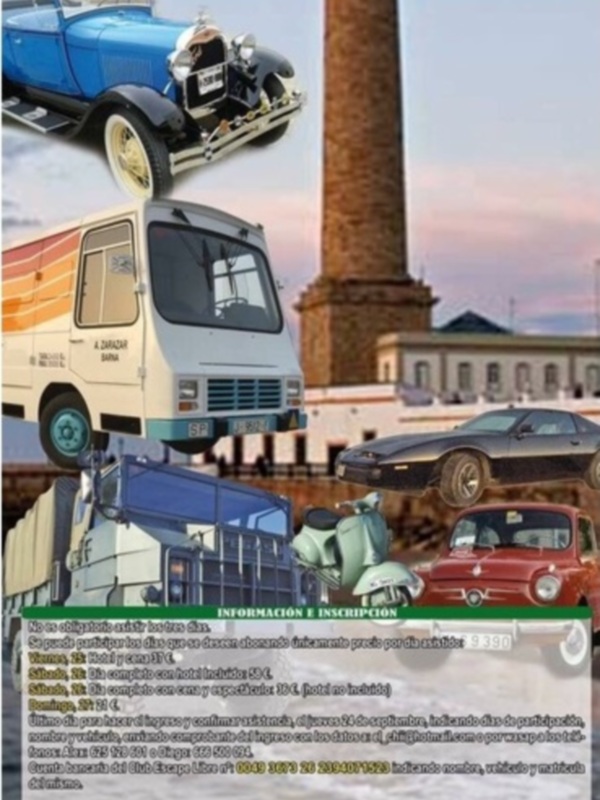 Concentración de vehículos clásicos e históricos en la Ciudad de Chipiona, celebrada del 25 al 27 de septiembre de 2015. Información y inscripciones disponibles en la imagen.
