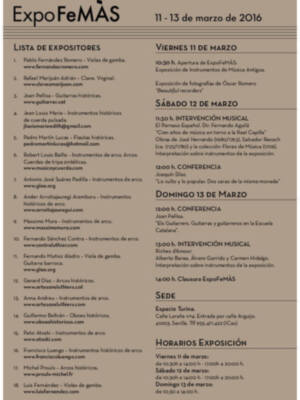  EL FESTIVAL DE MÚSICA ANTIGUA DE SEVILLA ABRE ESTE FIN DE SEMANA LAS PUERTAS DE EXPOFEMÀS