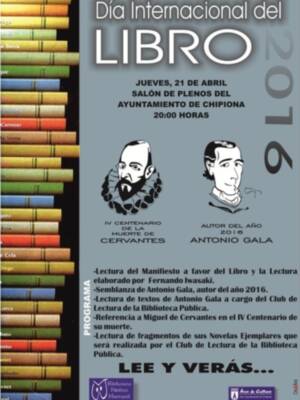 Chipiona dedicará el acto institucional del Día del Libro a Miguel de Cervantes y Antonio Gala