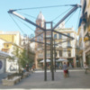 La estructura de sombra de la antigua Plaza del Pan.