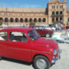 Exposición de vehículos de época en Plaza de España