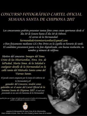 Convocatoria para el concurso fotográfico oficial de la Semana Santa de Chipiona 2017, organizado por la Hermandad del Stmo. Cristo de las Misericordias.