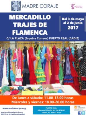 Madre Coraje Puerto Real abre el mercadillo de trajes de flamenca de segunda mano hasta el 2 de junio
