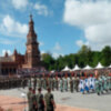 Jura de bandera civil en la plaza de España de Sevilla
