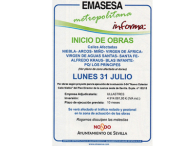 El 31 de Julio comienza la obra de EMASESA en Los Remedios