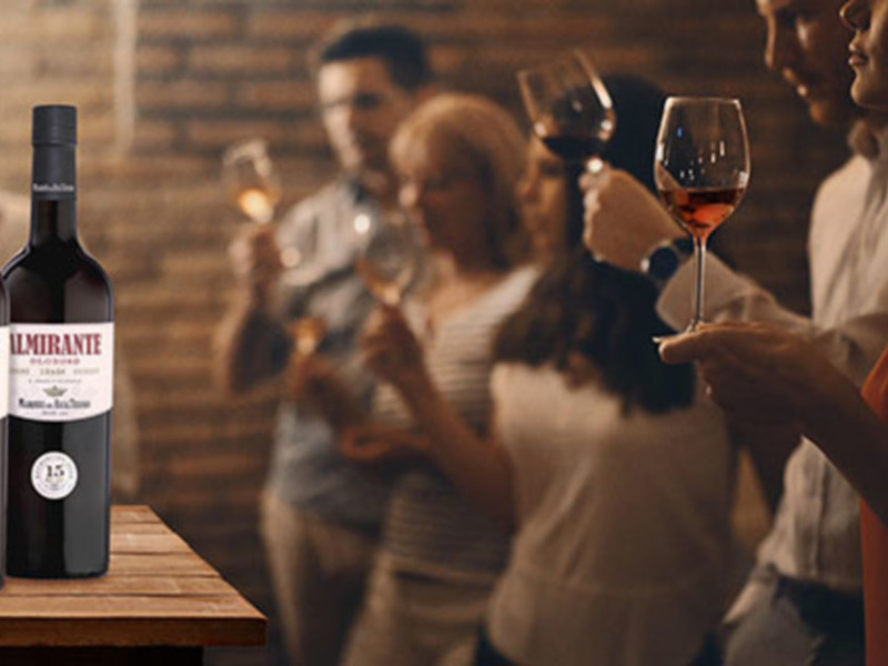 Dos botellas de vino se colocan en una mesa de madera, mientras una persona sostiene un copa de vino. La imagen sugiere una reunión social o evento con amigos disfrutando del vino.
