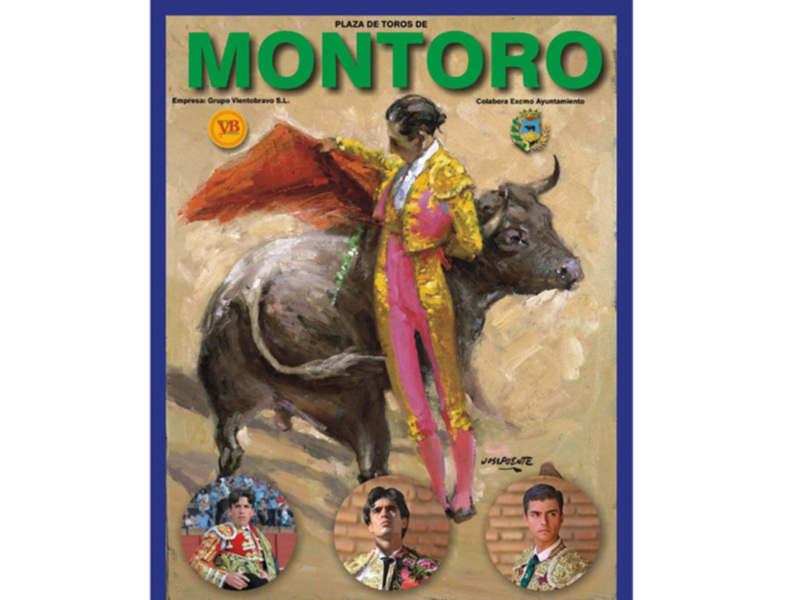 Portada de la revista 'Montororo' con un torero y un toro en la portada, junto con imágenes de otros toreros en las esquinas.