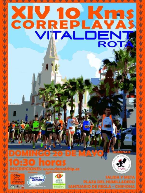XIV 10 Kms CorreReplay Playas, Rota. Domingo 26 de Mayo, 10:30 horas. Inscripciones en www.doralchip.es. Salida y Meta Plaza del Higuerilladero, Santuario de la Señora de la Cordera.