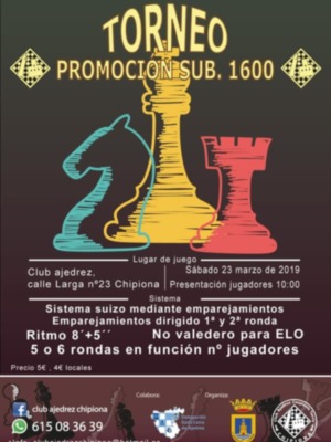 La actividad ajedrecística en la localidad se activa con un torneo de promoción el día 23 de marzo
