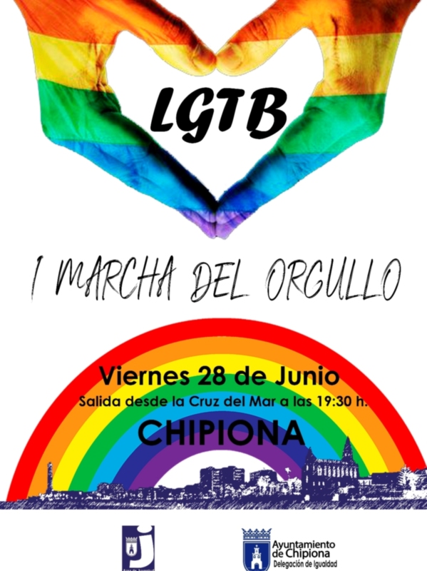LGTB: Marcha del Orgullo. Viernes 28 de Junio, 19:30 h. Salida desde la Cruz del Mar a Chipiona. Organizada por el Ayuntamiento de Chipiona y la Delegación de Igualdad.