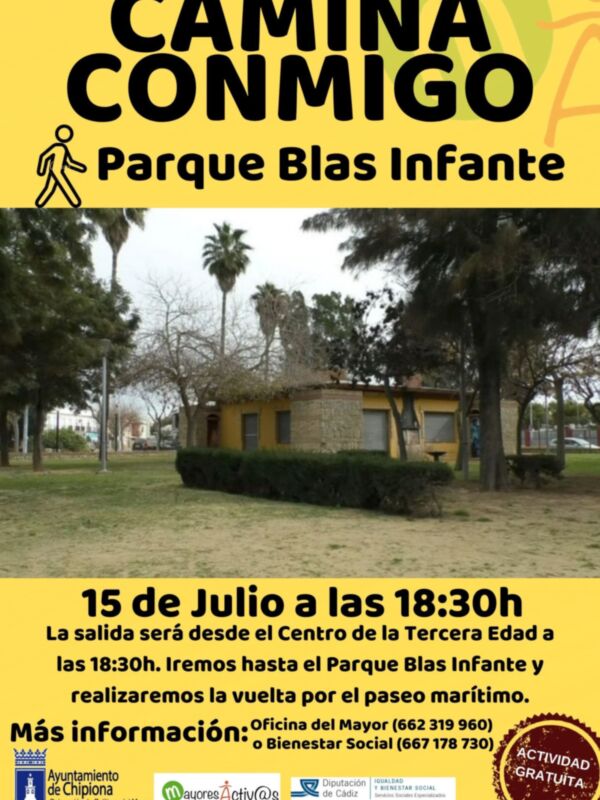 Actividad gratuita en el Parque Blas Infante, ubicado en el Centro de la Tercera Edad, el 15 de julio a las 18:30h. Información en la Oficina del Mayor (662 319 960) o Bienestar Social (667 178 730). Actividad gratuita.
