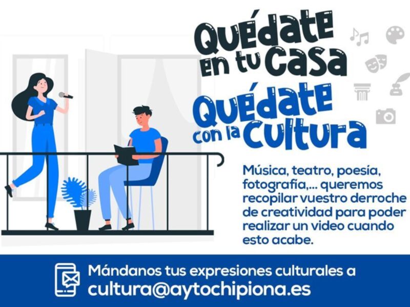 Música, teatro, poesía, fotografía... queremos recopilar vuestro derroche de creatividad para poder realizar un video cuando puedas. Mándanos tus expresiones culturales a cultura@aytochionspiona.es
