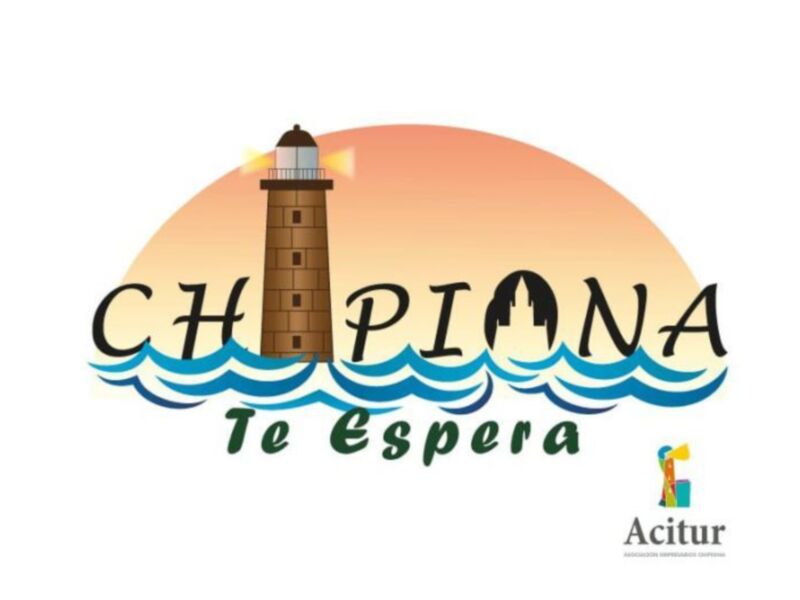 Logotipo de la Asociación Empresarios Chilpona con faro y fondo de sol y olas.