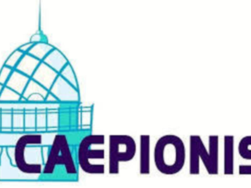 Logo de la CAEPIONIS con una imagen abstracta que parece un edificio o estructura futurista.