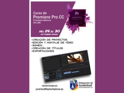 Abierta la inscripción para un curso básico online de la Delegación de Juventud sobre edición de vídeo con Adobe Premiere Pro 