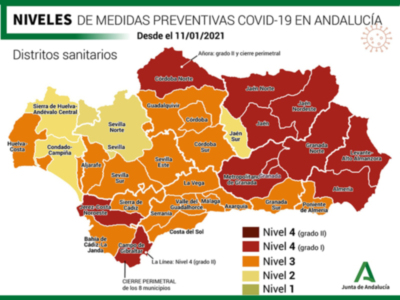 Chipiona en nivel 4 de alerta, grado  I, por la pandemia desde las 00:00 h. del lunes 11 de enero