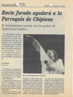 En 1990 el Ayuntamiento de Chipiona anunció un concierto benéfico de Rocío Jurado que no llegó a producirse
