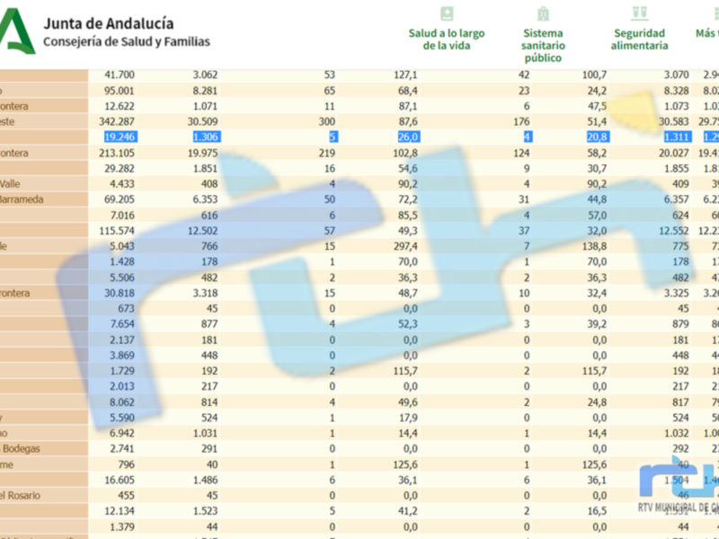 Estadísticas de salud y seguridad en Andalucía.