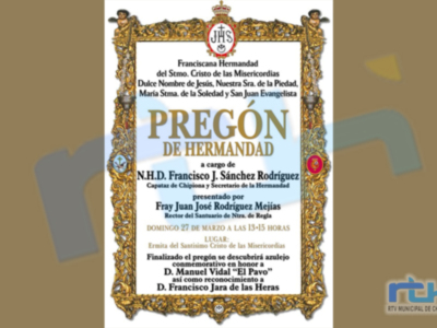 Paco Sánchez pregonará el domingo la Semana Santa de la Hermandad del Cristo de las Misericordias