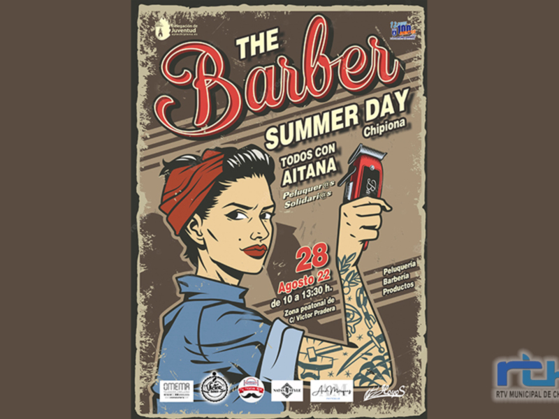 Poster de "The Barber Summer Day" con fecha y hora, ubicación en Chipiona.