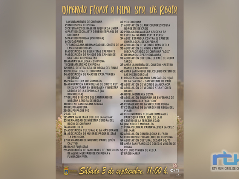 Ornamentación floral en honor a la Virgen de Regla, celebrada el 3 de septiembre.