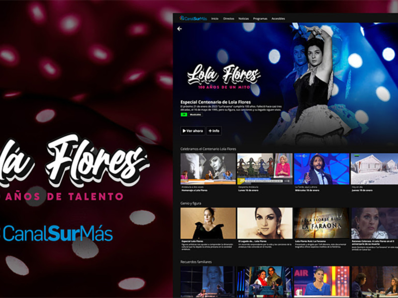 Especial Centenario de Lola Flores en Canal Sur, celebrando 100 años de talento musical.