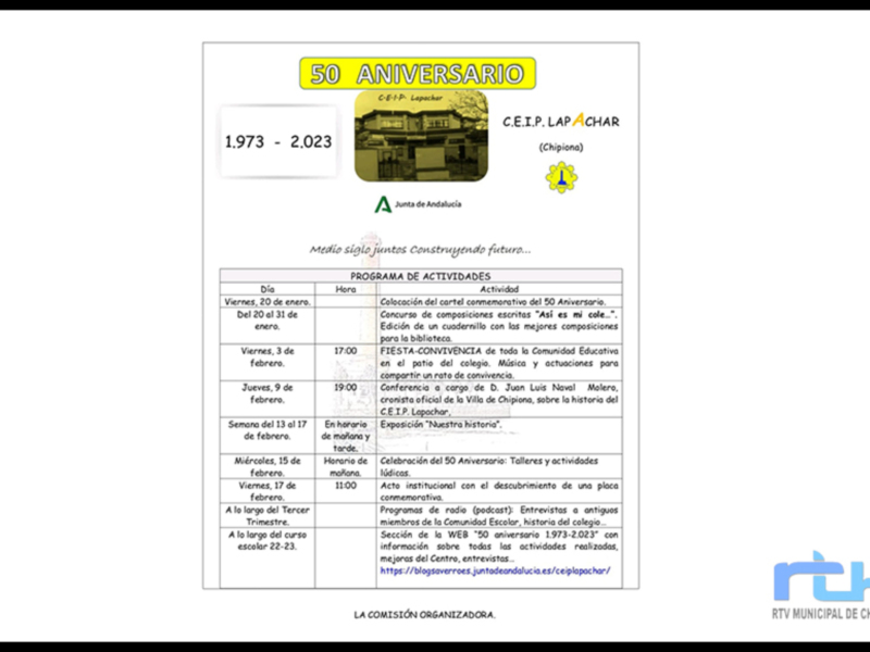 Un amplio programa de actividades para celebrar el 50 aniversario del Colegio Lapachar