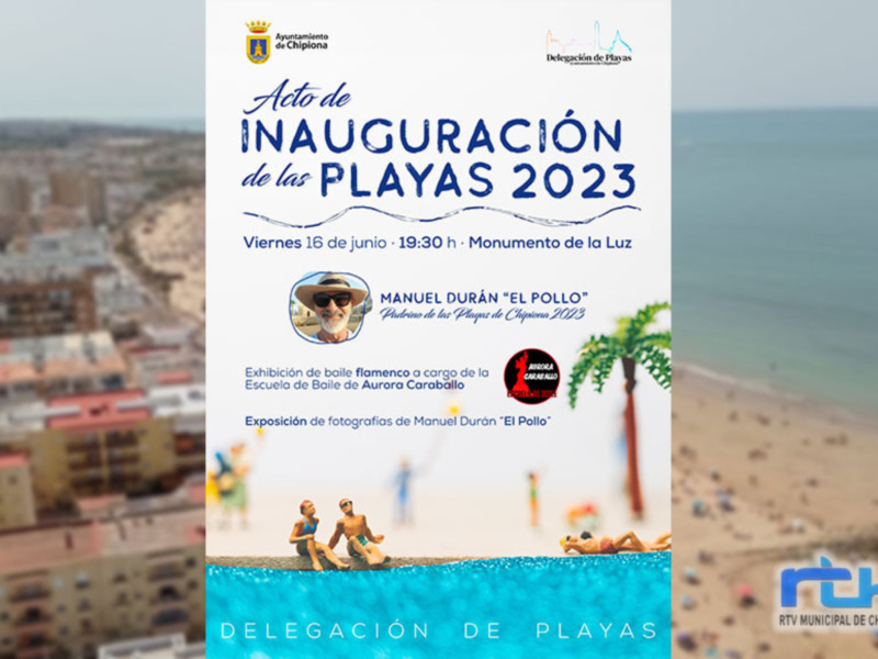Acto de Inauguración de las Playas de Chipiona 2023 con exposición de baile flamenco y fotografías de Manuel Durán 'El Pollo'.