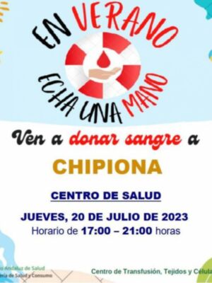 Llamada para una nueva donación colectiva de sangre este jueves 20 de julio en Chipiona