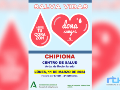 Llamada a donar sangre y regalar vida el próximo lunes en Chipiona