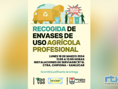 Agricultura recuerda que este lunes 18 de marzo se llevará a cabo en Chipiona una nueva recogida de envases de uso agrícola profesional 