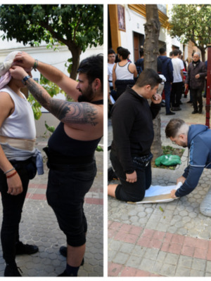 Costaleros de Clemencia y Fe se preparan para la Semana Santa de Sevilla