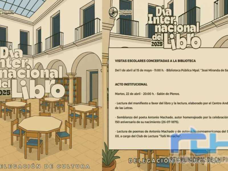 Día Internacional del Libro 2025: Visitas escolares a la Biblioteca Pública Municipal 'José Miranda de Sardi' y actos institucionales en Chipiona.