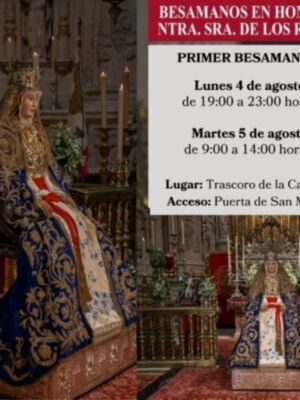 La Virgen de los Reyes luce este año una saya del taller de Elena Caro y un manto del siglo XVIII