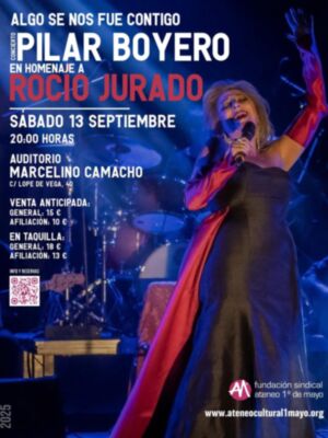 El próximo 13 de septiembre la cantante Pilar Boyero ofrecerá un concierto en Madrid, con el espectáculo "Algo se nos fue contigo"