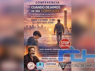 El sábado se ofrece en Chipiona la conferencia ‘Cuando dejamos de ser cómplices’, de José Manuel Parada, sobre prevención del acoso escolar