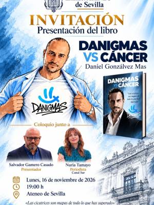 Cartel de la presentación de «Danigmas vs Cáncer» en el Ateneo de Sevilla.